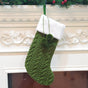Green Large Cable Knit Christmas Stocking - Classic 43cm Holiday Decor for Fireplace Hanging V888-ELOSUNG34147