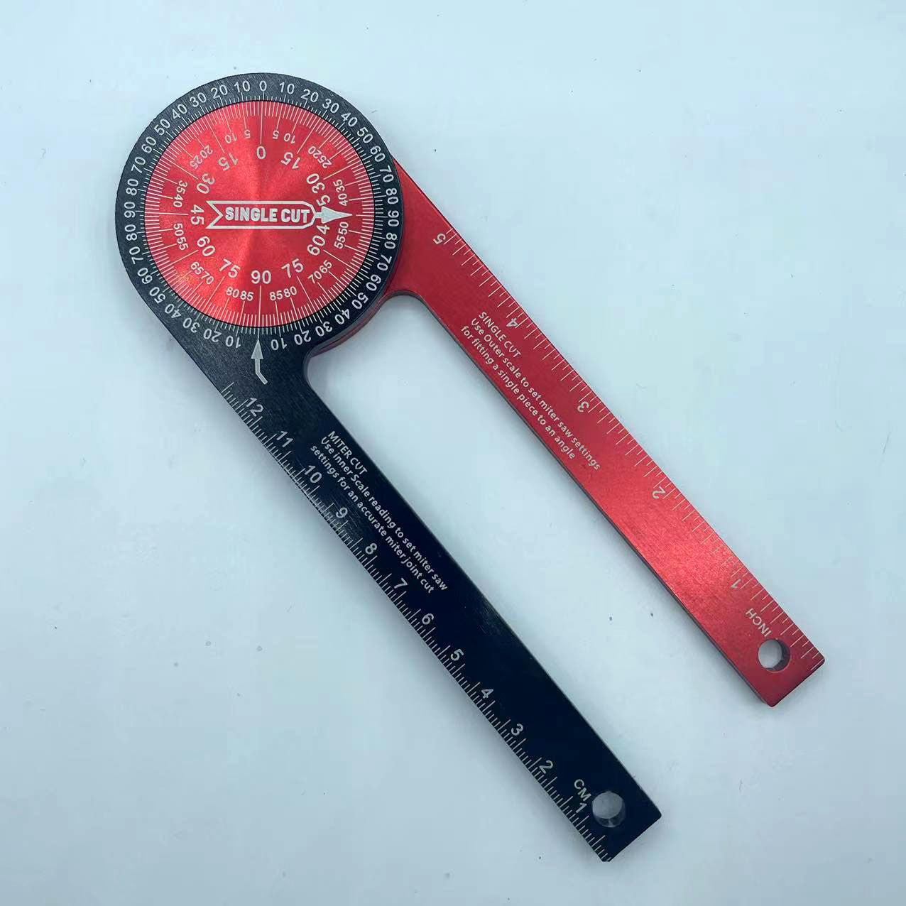 Red Precision 360-Degree Miter Saw Protractor - Aluminum Alloy Angle Finder for Woodworking & Carpentry V888-ELOSUNG34184