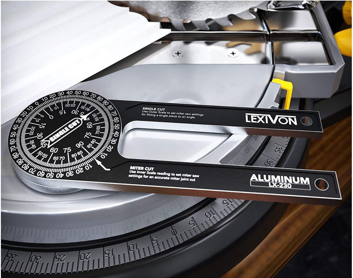 Red Precision 360-Degree Miter Saw Protractor - Aluminum Alloy Angle Finder for Woodworking & Carpentry V888-ELOSUNG34184