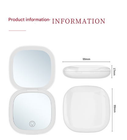 2-piece Pink Portable LED Makeup Mirror - Rechargeable Compact with 3-Color Lights & 5x Magnification V888-ELOSUNG34196