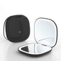 2-piece Black Portable LED Makeup Mirror - Rechargeable Compact with 3-Color Lights & 5x Magnification V888-ELOSUNG34197
