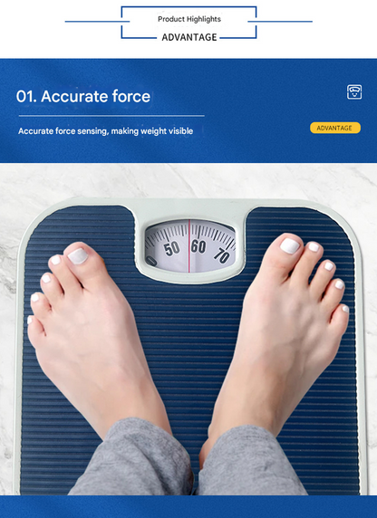 White Classic Mechanical Bathroom Scale - Battery-Free Analog Body Weight Scale with Non-Slip Platform V888-ELOSUNG34199