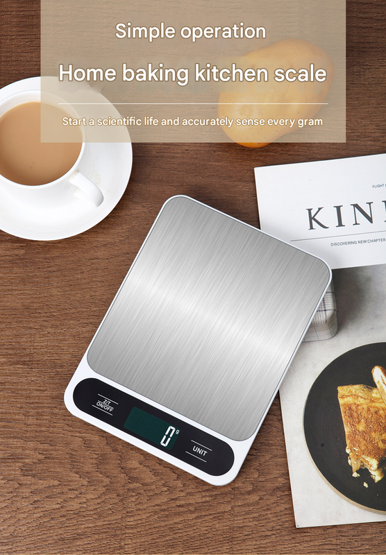 White Slim Digital Kitchen Scale - High Precision Stainless Steel Food Scale for Baking & Cooking(5kg) V888-ELOSUNG34203