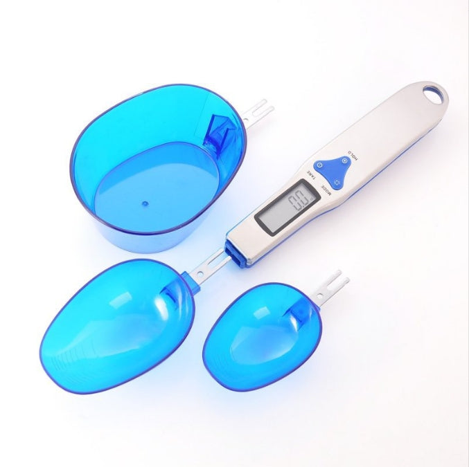 Blue High Precision Digital Spoon Scale - Electronic Measuring Scoop with 3 Heads for Kitchen & Baking(300g) V888-ELOSUNG34204