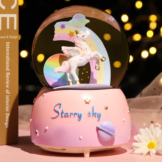 Enchanting Unicorn Snow Globe Music Box - Magical Starry Sky Musical Gift for Girls V888-ELOSUNG34217