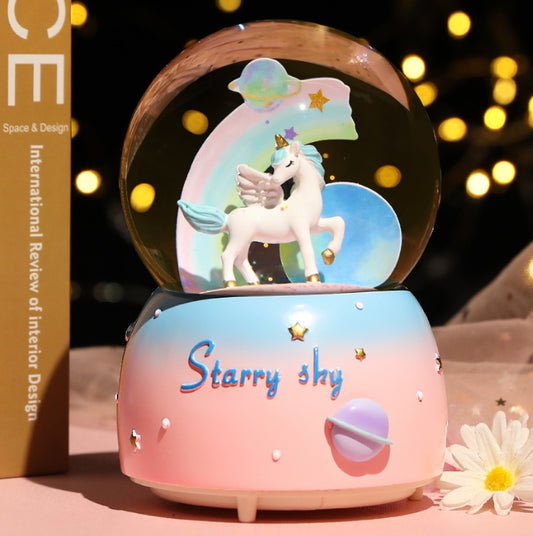 Enchanting Unicorn Snow Globe Music Box - Magical Starry Sky Musical Gift for Girls V888-ELOSUNG34218