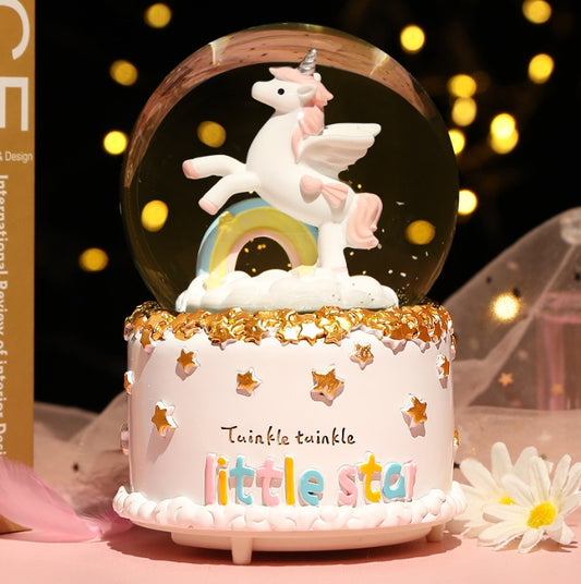 Enchanting Unicorn Snow Globe Music Box - Magical Starry Sky Musical Gift for Girls V888-ELOSUNG34219