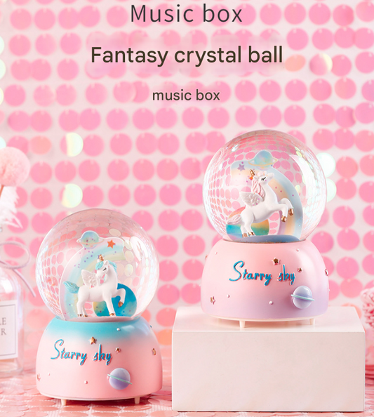 Enchanting Unicorn Snow Globe Music Box - Magical Starry Sky Musical Gift for Girls V888-ELOSUNG34219