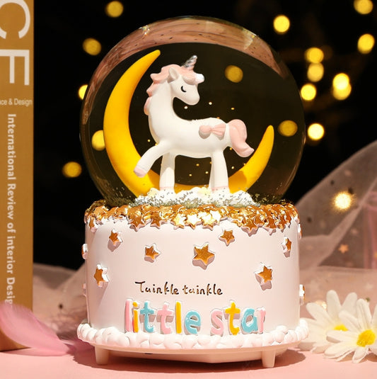Enchanting Unicorn Snow Globe Music Box - Magical Starry Sky Musical Gift for Girls V888-ELOSUNG34220