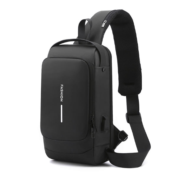 Black Modern Anti-Theft Sling Bag for Men - Crossbody Backpack with USB Port & Combination Lock V888-ELOSUNG34228