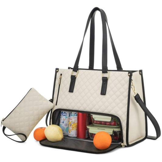 Beige Insulated Lunch Bag and Laptop Cooler - Perfect for Keeping Food Fresh V888-ELOSUNG34239