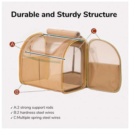 Brown Expandable Breathable Outdoor Portable Large Space Cat Backpack - Pet Carrier for Cats and Dogs V888-ELOSUNG34244