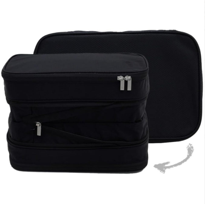 Black Durable Double-Zipper Expandable Water-Resistant Thick and Thin Clothing Storage Bag - Size 40*30*15CM V888-ELOSUNG34251