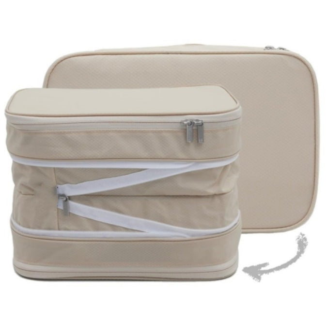 Beige Durable Double-Zipper Expandable Water-Resistant Thick and Thin Clothing Storage Bag - Size 40*30*15CM V888-ELOSUNG34252