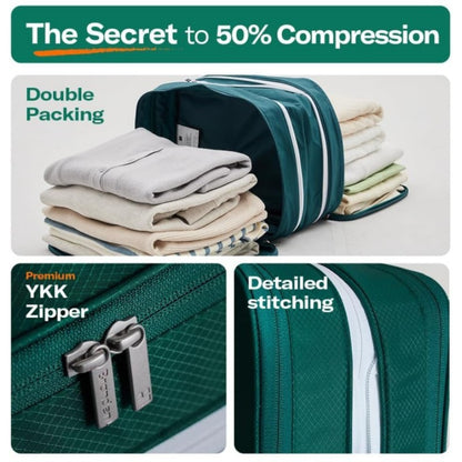 Green Durable Double-Zipper Expandable Water-Resistant Thick and Thin Clothing Storage Bag - Size 40*30*15CM V888-ELOSUNG34253