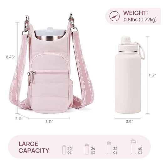 Black Women's Crossbody Water Bottle Bag-Perfect for Hiking and Cycling V888-ELOSUNG342545