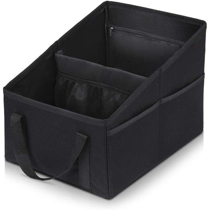 3-piece Black Car Trunk Storage Box - Large Capacity Oxford Cloth Foldable Car Seat Organizer V888-ELOSUNG34265