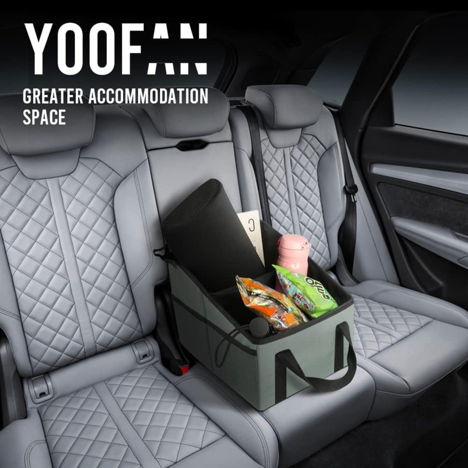 3-piece Black Car Trunk Storage Box - Large Capacity Oxford Cloth Foldable Car Seat Organizer V888-ELOSUNG34265