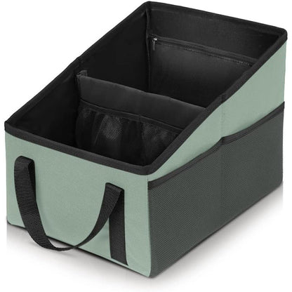 3-piece Green Car Trunk Storage Box - Large Capacity Oxford Cloth Foldable Car Seat Organizer V888-ELOSUNG34266