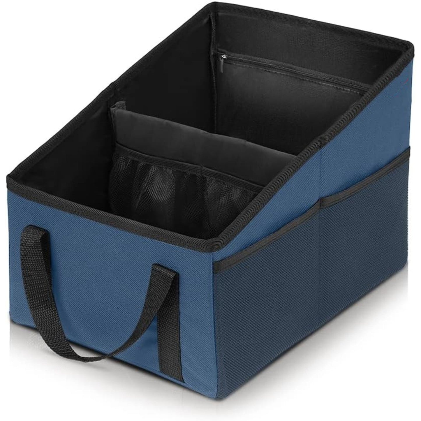 3-piece Blue Car Trunk Storage Box - Large Capacity Oxford Cloth Foldable Car Seat Organizer V888-ELOSUNG34267