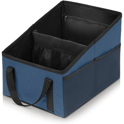 3-piece Blue Car Trunk Storage Box - Large Capacity Oxford Cloth Foldable Car Seat Organizer V888-ELOSUNG34267
