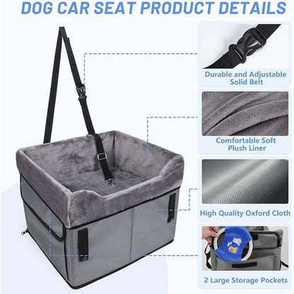 Grey Car Pet Pad - Portable Dog Booster Seat for Safe and Comfortable Travel V888-ELOSUNG34268