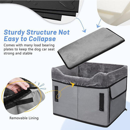 Grey Car Pet Pad - Portable Dog Booster Seat for Safe and Comfortable Travel V888-ELOSUNG34268