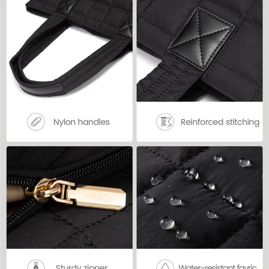 Black New Large Capacity Tote Bag - Fashionable Quilted Women's Shoulder Bag and Laptop Bag V888-ELOSUNG34270