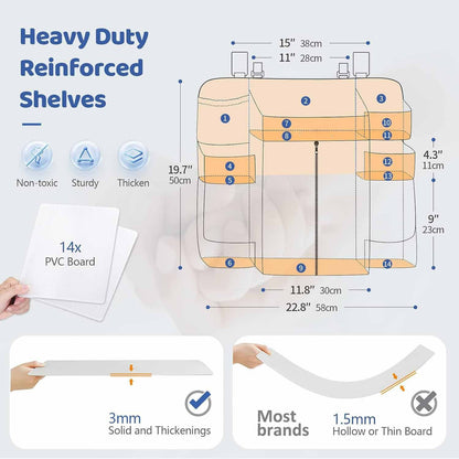 Dark grey Foldable Baby Crib Storage Hanging Bag - Large Capacity Organizer for Cribs and Changing Tables V888-ELOSUNG34275