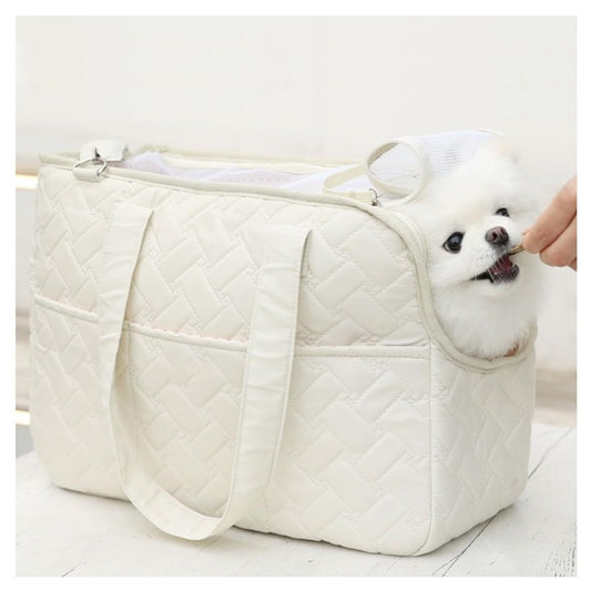 Beige Fashionable Pet Carrier Bag - Stylish Handbag for Cats and Small Dogs V888-ELOSUNG34279