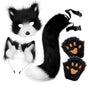 Black and white Halloween Furry Fox Costume Set - Plush Mask, Ears Headband, Tail, and Paws for Cosplay V888-ELOSUNG34295