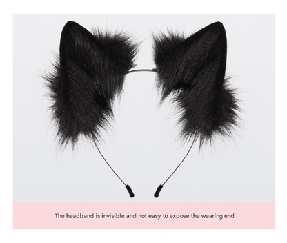 Black and white Halloween Furry Fox Costume Set - Plush Mask, Ears Headband, Tail, and Paws for Cosplay V888-ELOSUNG34295