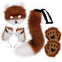 Reddish-brown Halloween Furry Fox Costume Set - Plush Mask, Ears Headband, Tail, and Paws for Cosplay V888-ELOSUNG34297