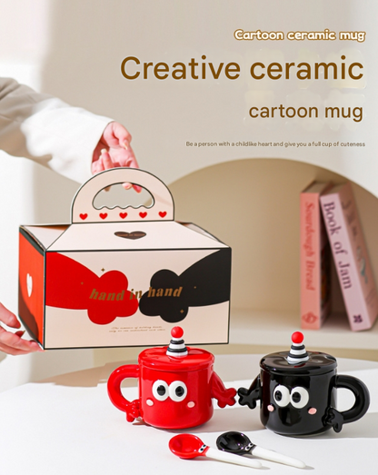 Red Quirky Ceramic Couples Mug Set - Fun and Unique Gift for Weddings and Special Occasions V888-ELOSUNG34300