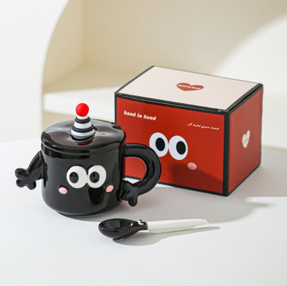 Black Quirky Ceramic Couples Mug Set - Fun and Unique Gift for Weddings and Special Occasions V888-ELOSUNG34301