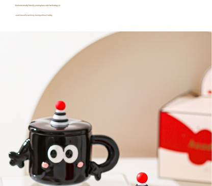 Black Quirky Ceramic Couples Mug Set - Fun and Unique Gift for Weddings and Special Occasions V888-ELOSUNG34301