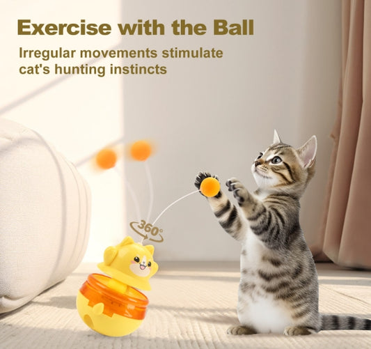 2-Piece Pink Interactive Cat Tumbler Toy - 3-in-1 Treat Dispensing Puzzle Feeder with Ball Track & Teaser Wand V888-ELOSUNG34303