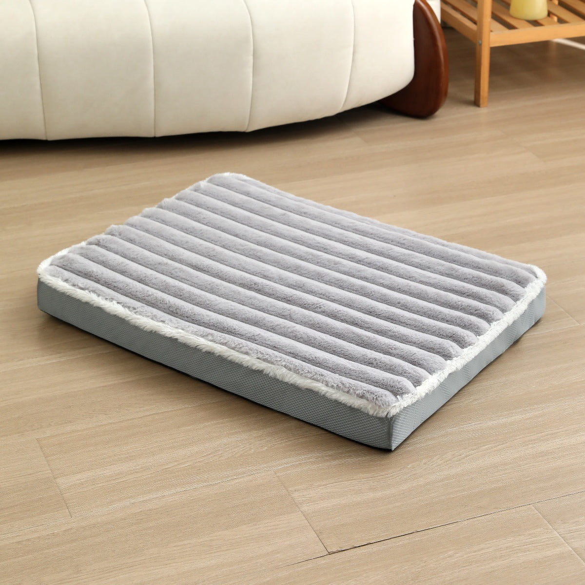 2-Piece Grey Sponge large pet bed - plush dog mat, detachable, washable, anti-slip base(50*40*8cm) V888-ELOSUNG34304