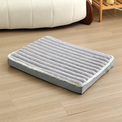 2-Piece Grey Sponge large pet bed - plush dog mat, detachable, washable, anti-slip base(50*40*8cm) V888-ELOSUNG34304
