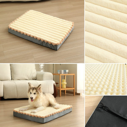 2-Piece Beige Sponge large pet bed - plush dog mat, detachable, washable, anti-slip base(50*40*8cm) V888-ELOSUNG34306