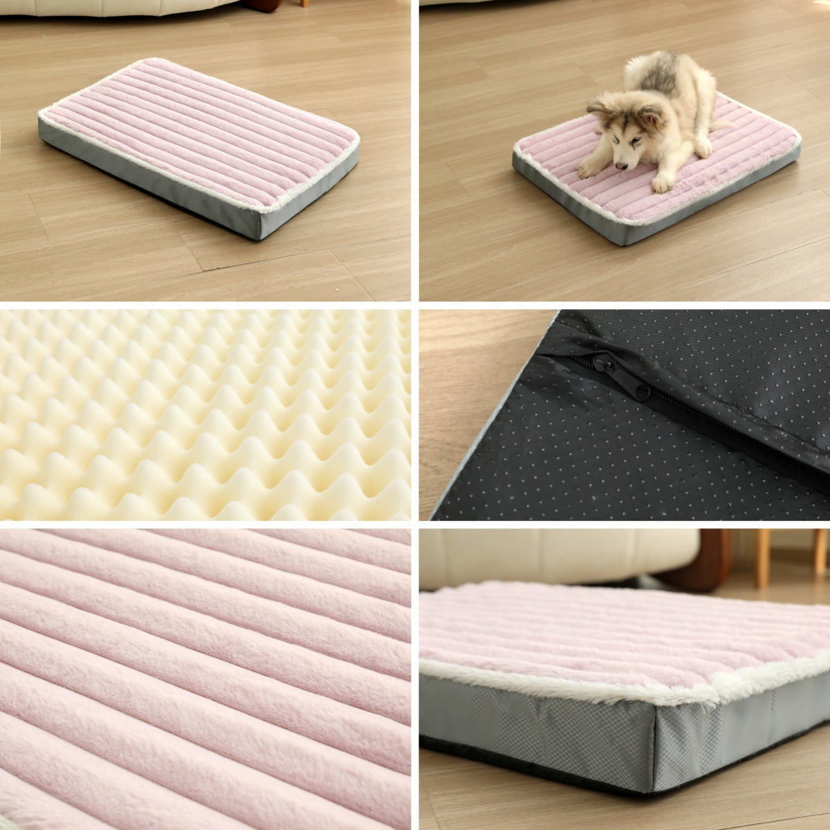 2-Piece Beige Sponge large pet bed - plush dog mat, detachable, washable, anti-slip base(50*40*8cm) V888-ELOSUNG34306