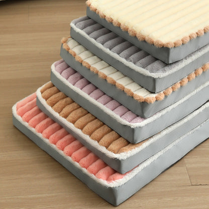 2-Piece Beige Sponge large pet bed - plush dog mat, detachable, washable, anti-slip base(50*40*8cm) V888-ELOSUNG34306