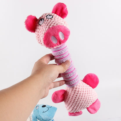 2-Piece Pink Long Neck Plush Dog Toy - Interactive Chew & Cuddle Toy for Puppies V888-ELOSUNG34312