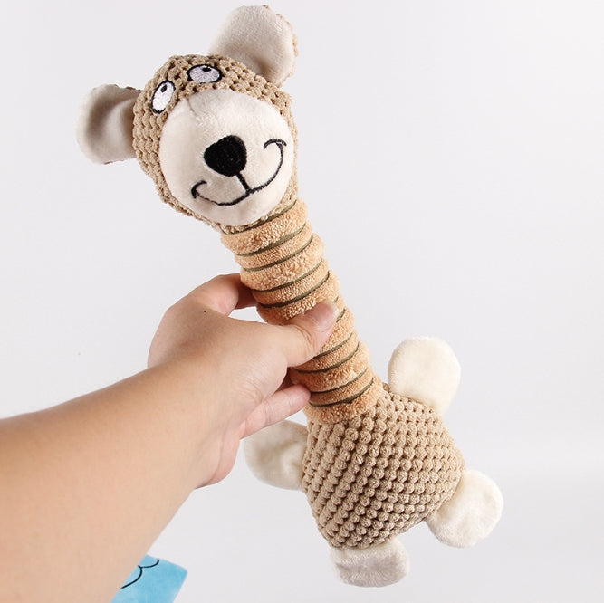 2-Piece Brown Long Neck Plush Dog Toy - Interactive Chew & Cuddle Toy for Puppies V888-ELOSUNG34313