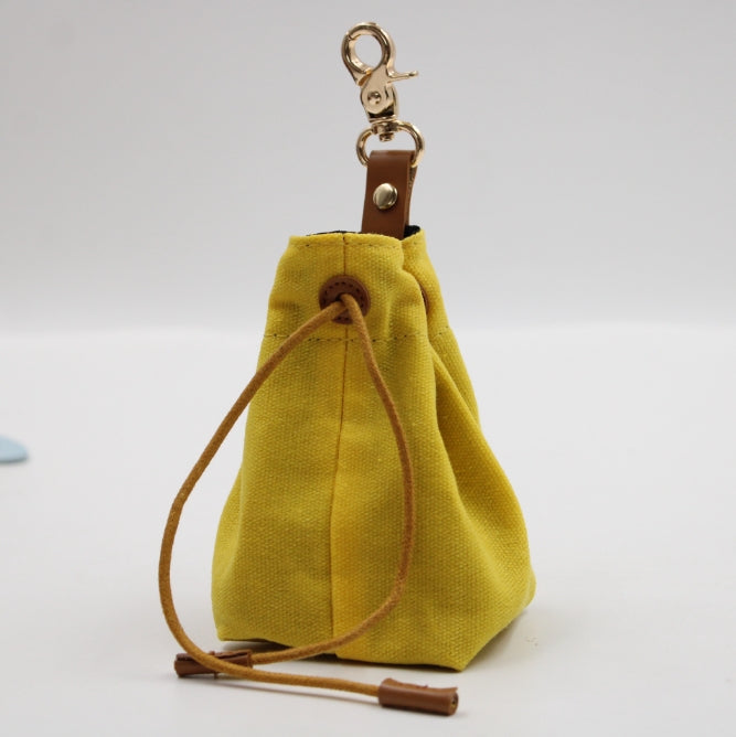 2-PCS Yellow Clip-On Canvas Dog Treat Pouch - Portable Drawstring Bag for Training & Walks V888-ELOSUNG34316
