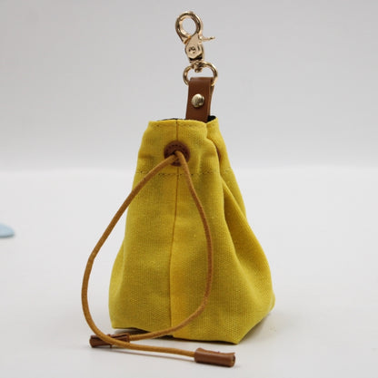 2-PCS Yellow Clip-On Canvas Dog Treat Pouch - Portable Drawstring Bag for Training & Walks V888-ELOSUNG34316