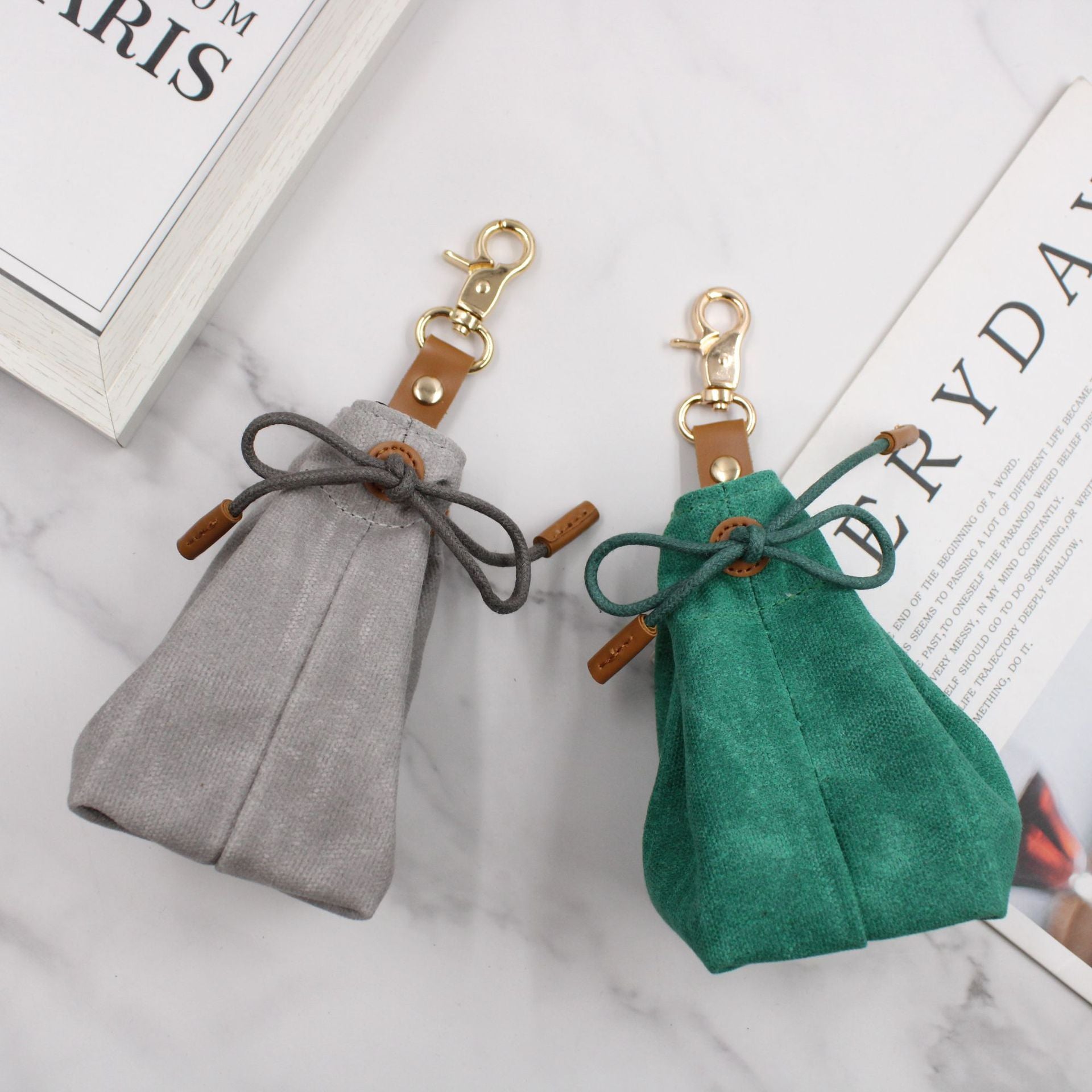 2-PCS Yellow Clip-On Canvas Dog Treat Pouch - Portable Drawstring Bag for Training & Walks V888-ELOSUNG34316