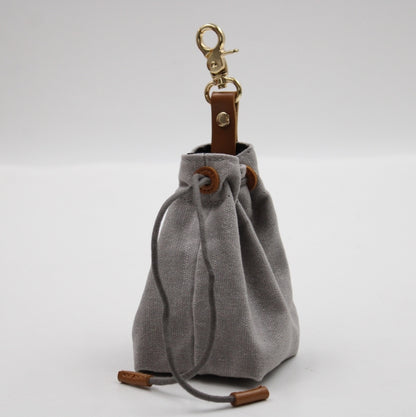 2-PCS Grey Clip-On Canvas Dog Treat Pouch - Portable Drawstring Bag for Training & Walks V888-ELOSUNG34317