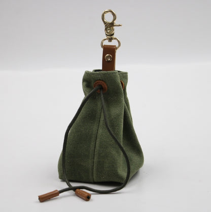2-PCS Dark green Clip-On Canvas Dog Treat Pouch - Portable Drawstring Bag for Training & Walks V888-ELOSUNG34318
