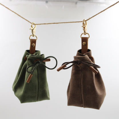 2-PCS Dark green Clip-On Canvas Dog Treat Pouch - Portable Drawstring Bag for Training & Walks V888-ELOSUNG34318